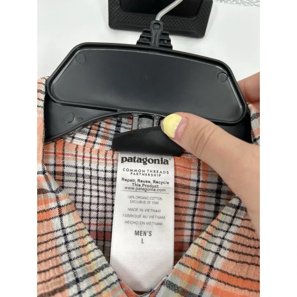 Patagonia AC A/C Lightweight Button Up Front‎ Plaid Short Sleeve 52921 Large